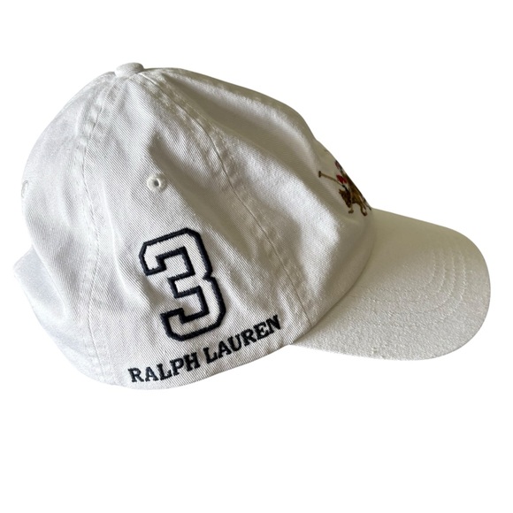 🆕 Polo Ralph Lauren White Triple Pony Hat Adjustable Brown Leather strap OS - Picture 3 of 6